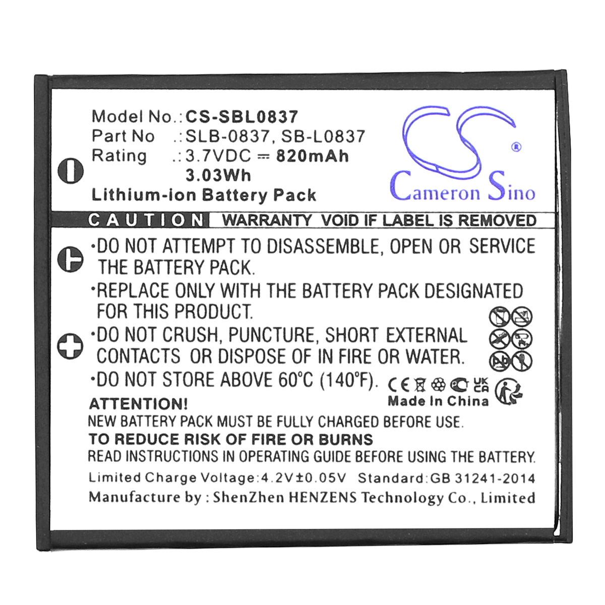Replacement Battery for Samsung Digimax i6 PMP – Camera – 820mAh / 3.7V