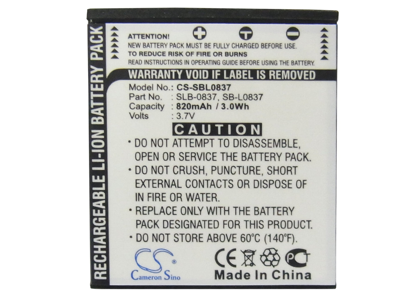 Replacement Battery for Samsung  Digimax i5 – Camera – 820mAh / 3.7V