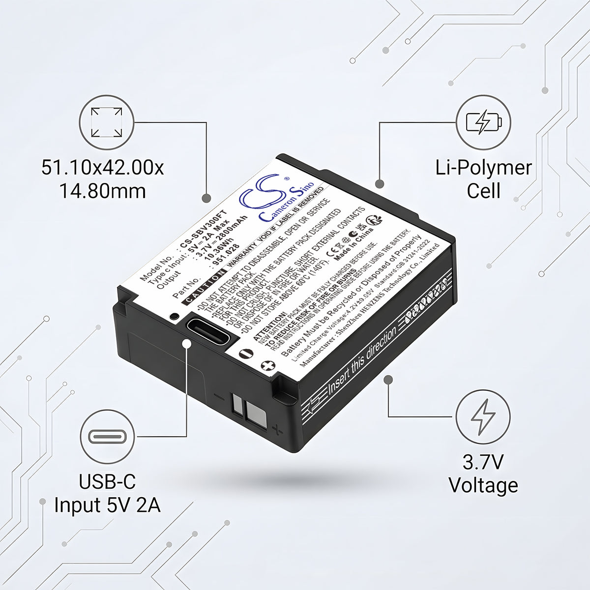 Replacement Battery for Suprabeam V3 Pro – Flashlight – 2800mAh / 3.7V
