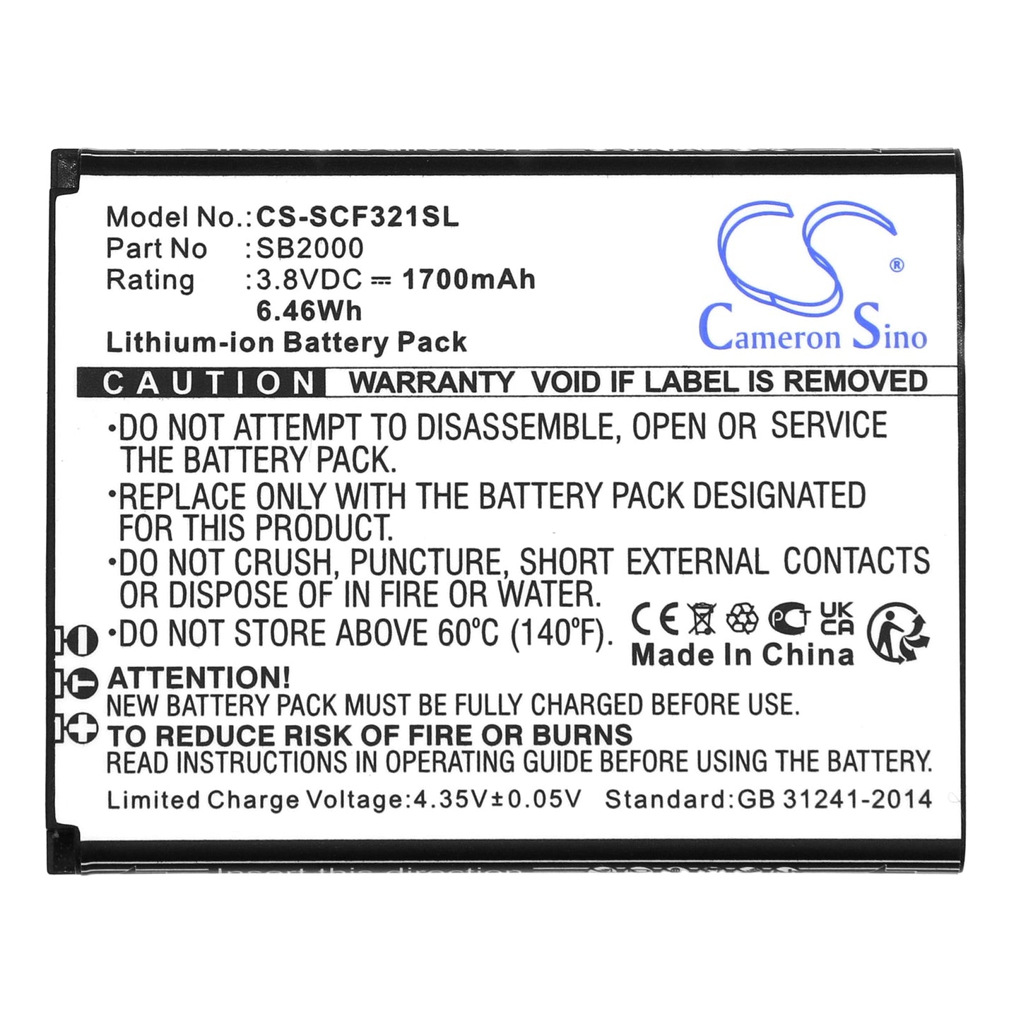 Replacement Battery for Schok  Flip SC3218B – Mobile, SmartPhone – 1700mAh / 6.46Wh / 3.8V