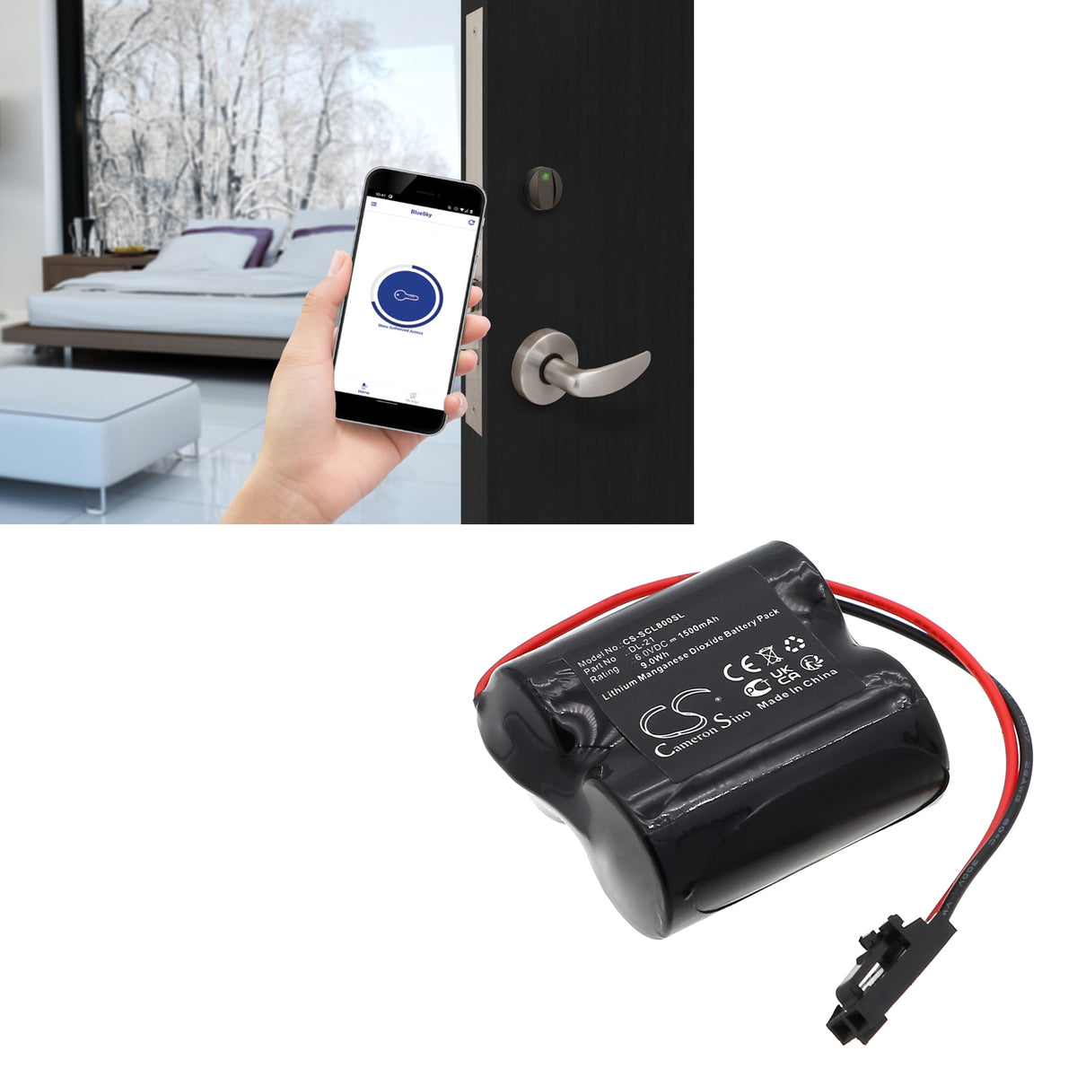Replacement Battery for Saflok CL-08 – Door Lock – 1500mAh / 6V