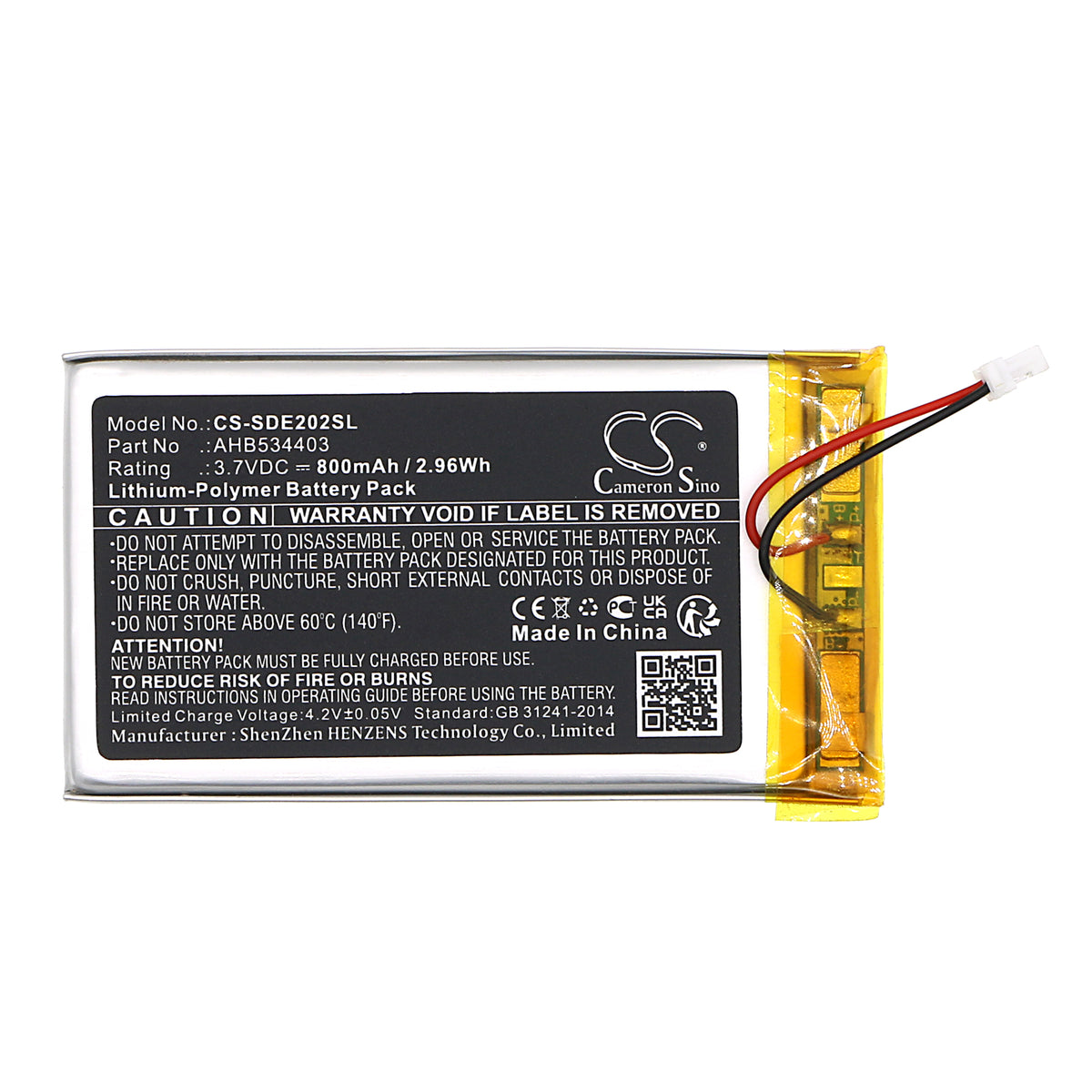 Replacement Battery for Sennheiser HDE2020-II – Transmitters & Receiver – 800mAh / 3.7V