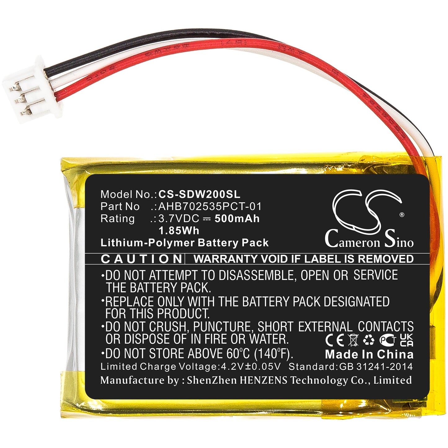 Replacement Battery for Sennheiser  M3AEBT – Wireless Headset – 500mAh / 1.85Wh / 3.7V