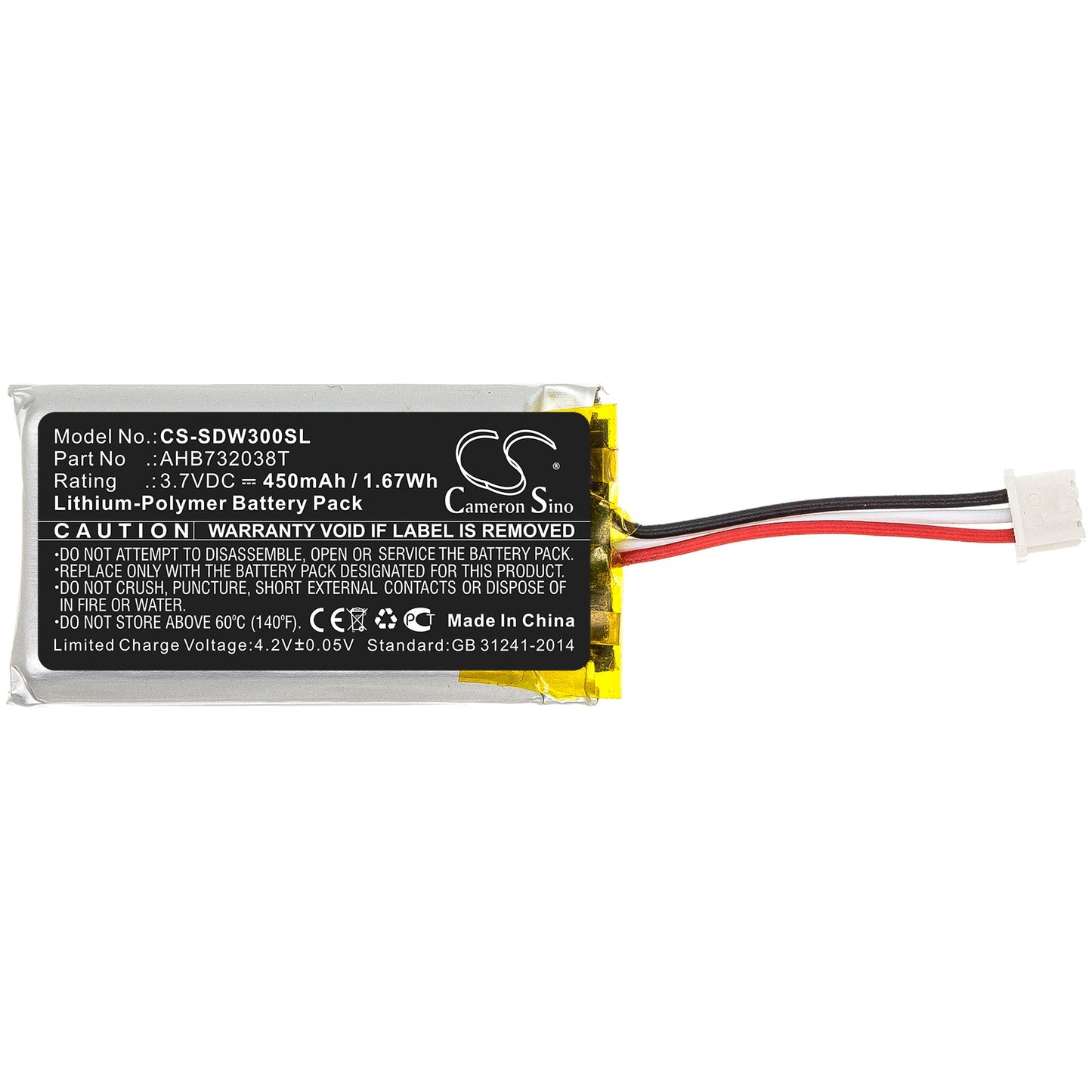 Replacement Battery for Sennheiser  10 USB ML EU – Wireless Headset – 450mAh / 1.67Wh / 3.7V