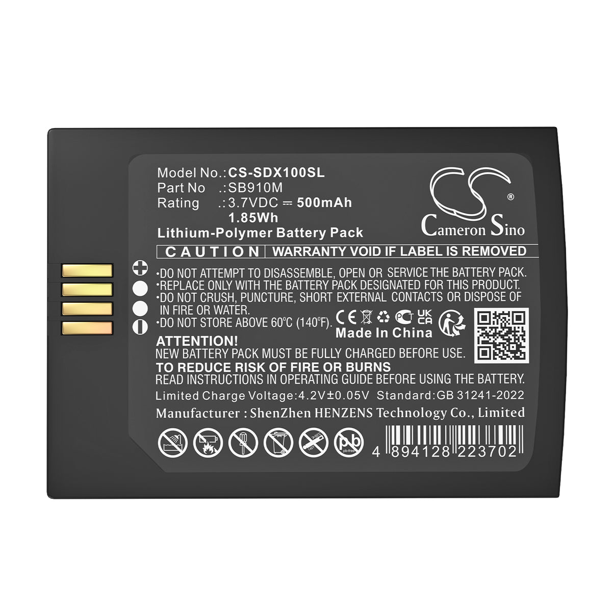 Replacement Battery for Shure ADX1M – Transmitters & Receiver – 500mAh / 3.7V