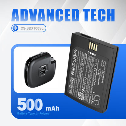Replacement Battery for Shure ADX1M – Transmitters & Receiver – 500mAh / 3.7V