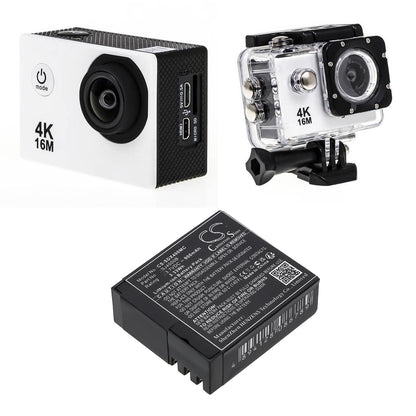 Replacement Battery for Cybernetik | Evolveo | SJCAM | FOREVER | EKO | SkyCam | Midland | MyPhone | Qumox | Eken UHD 4K – Camera – 900mAh / 3.7V