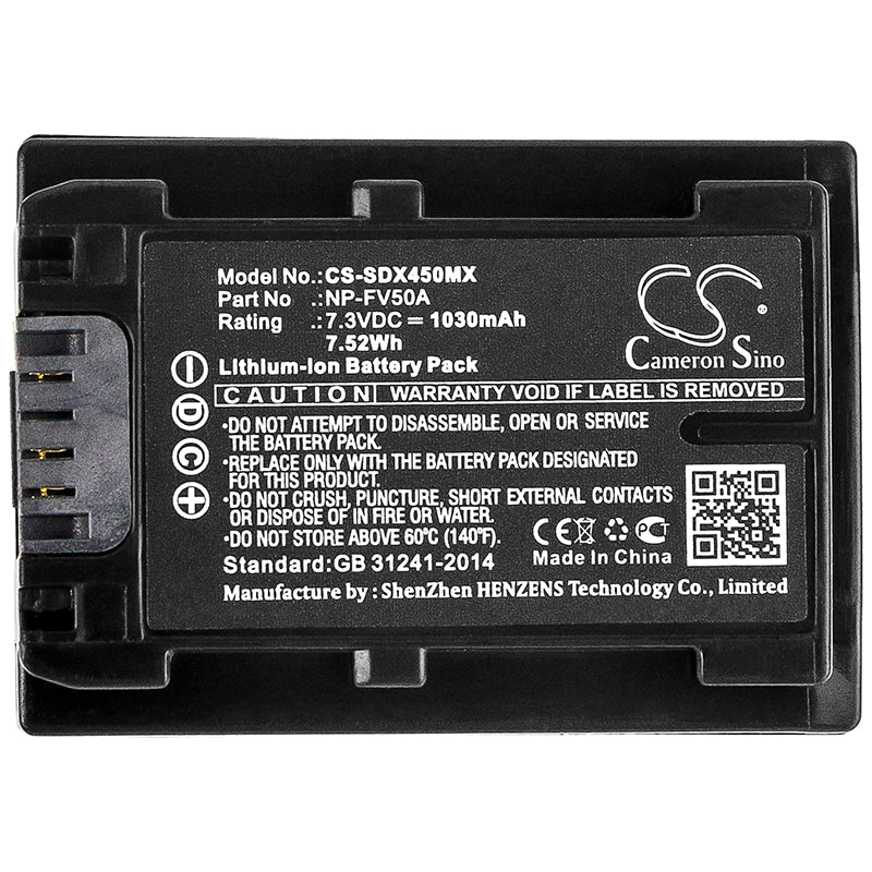 Replacement Battery for Sony  FDR-AX33 – Camera – 1030mAh / 7.52Wh / 7.3V