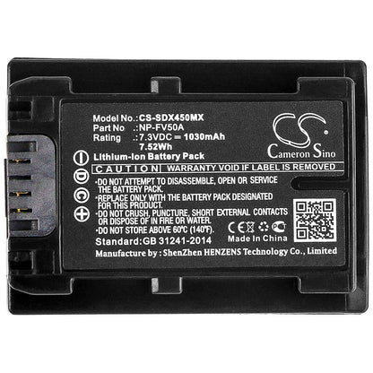 Replacement Battery for Sony  FDR-AX33 – Camera – 1030mAh / 7.52Wh / 7.3V