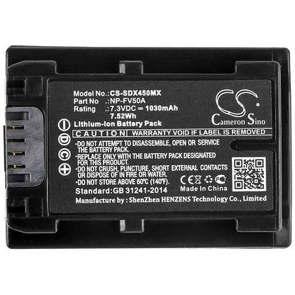 Replacement Battery for Sony FDR-AX40 – Camera – 1030mAh / 7.3V