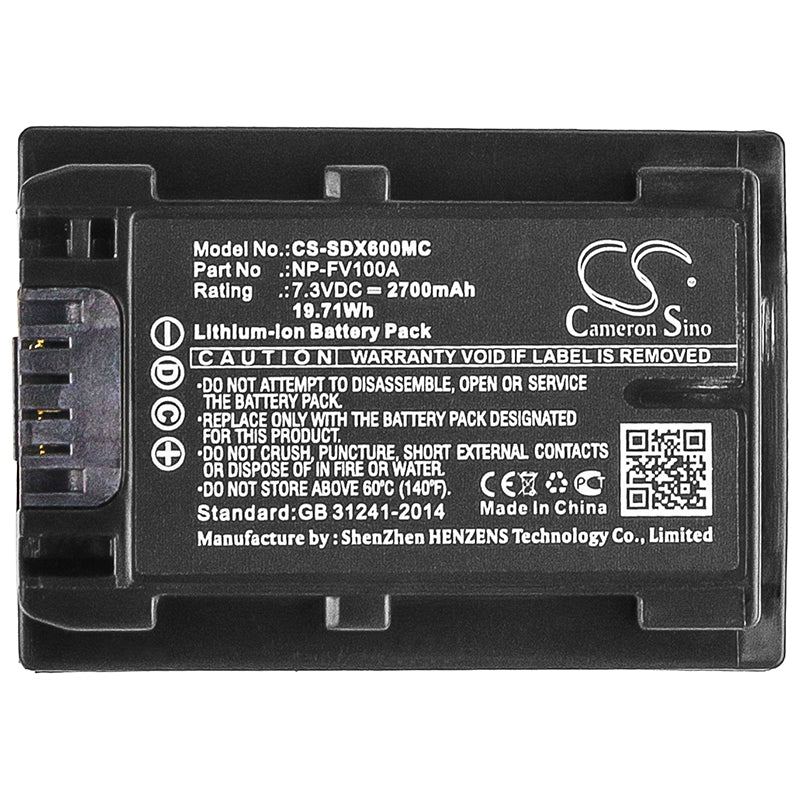 Replacement Battery for Sony  FDR-AX33 – Camera – 2700mAh / 19.71Wh / 7.3V