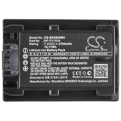 Replacement Battery for Sony  FDR-AX33 – Camera – 2700mAh / 19.71Wh / 7.3V
