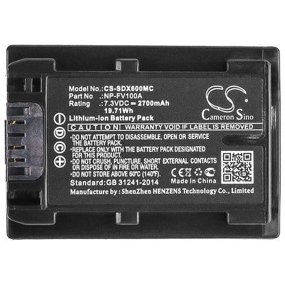 Replacement Battery for Sony FDR-AX40 – Camera – 2700mAh / 7.3V