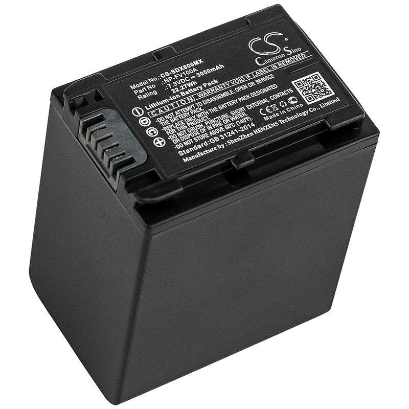 Replacement Battery for Sony  FDR-AX33 – Camera – 3050mAh / 22.27Wh / 7.3V