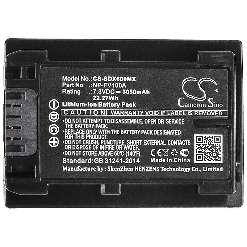 Replacement Battery for Sony  FDR-AX33 – Camera – 3050mAh / 22.27Wh / 7.3V
