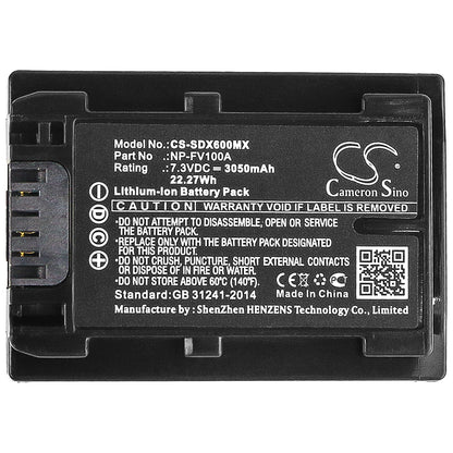 Replacement Battery for Sony FDR-AX40 – Camera – 3050mAh / 7.3V