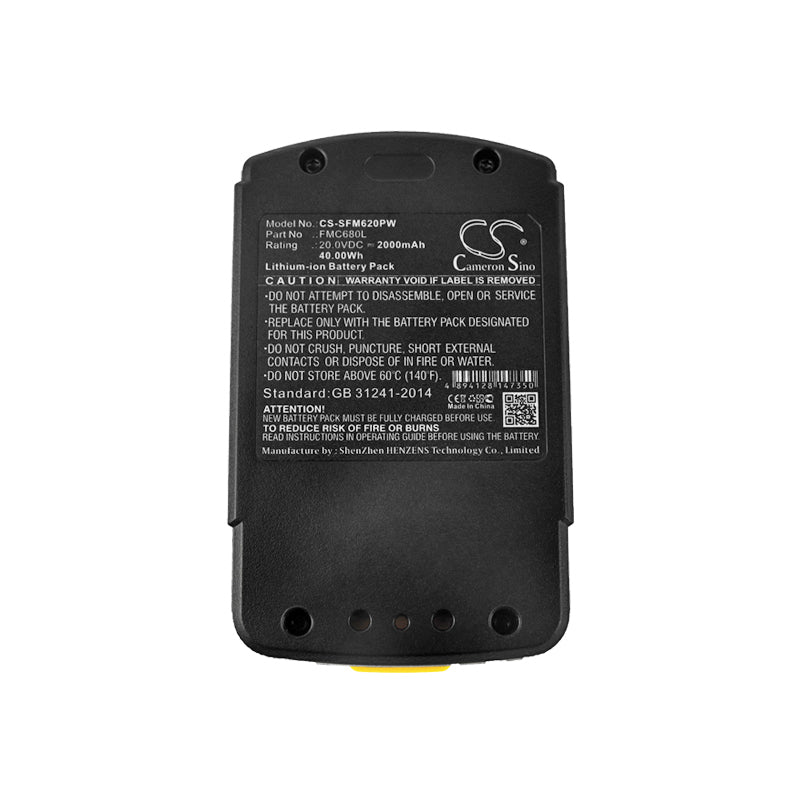 Replacement Battery for Stanley  FMC620 – Power Tools – 2000mAh / 40.00Wh / 20.0V