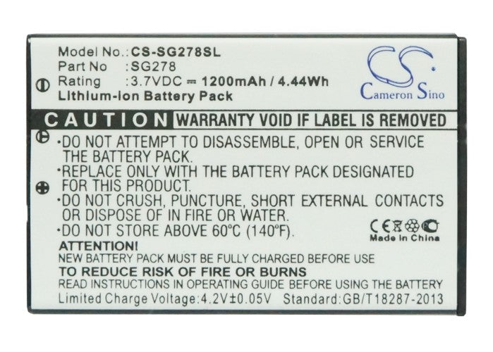 Replacement Battery for Zycast  SG-278 – GPS, Navigator – 1200mAh / 4.44Wh / 3.7V