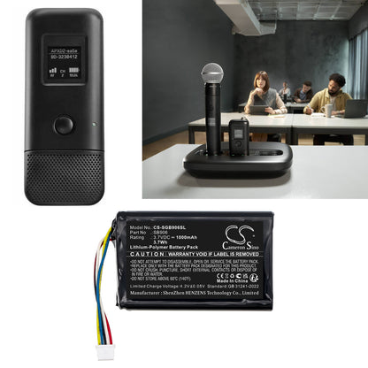 Replacement Battery for Shure MXW1X – Transmitters & Receiver – 1000mAh / 3.7V
