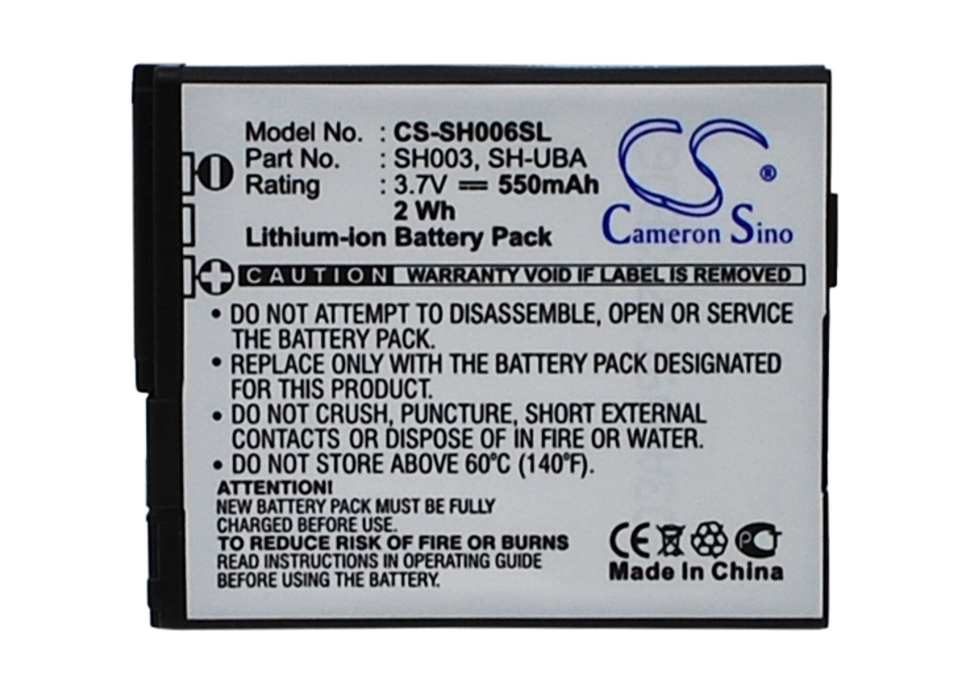 Replacement Battery for Sharp AQOUS SHOT SH006 – Mobile, SmartPhone – 550mAh / 3.7V - image 1