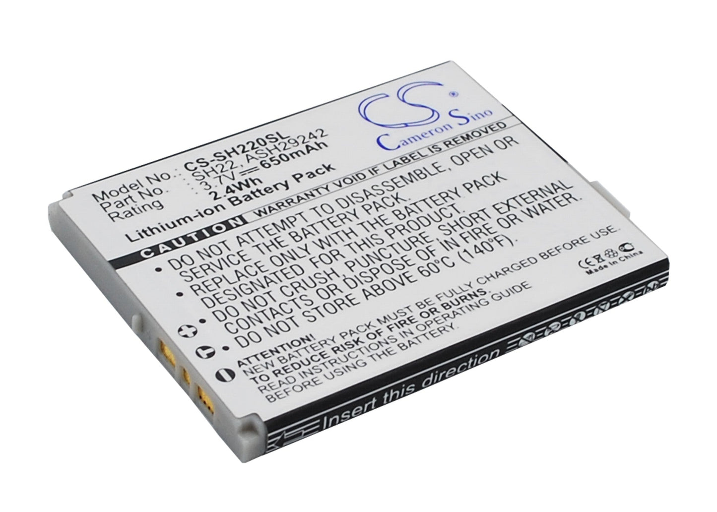 Replacement Battery for Sharp  SH-06A – Mobile, SmartPhone – 650mAh / 3.7V