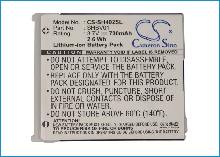Replacement Battery for SoftBank  V402SH – Mobile, SmartPhone – 700mAh / 3.7V