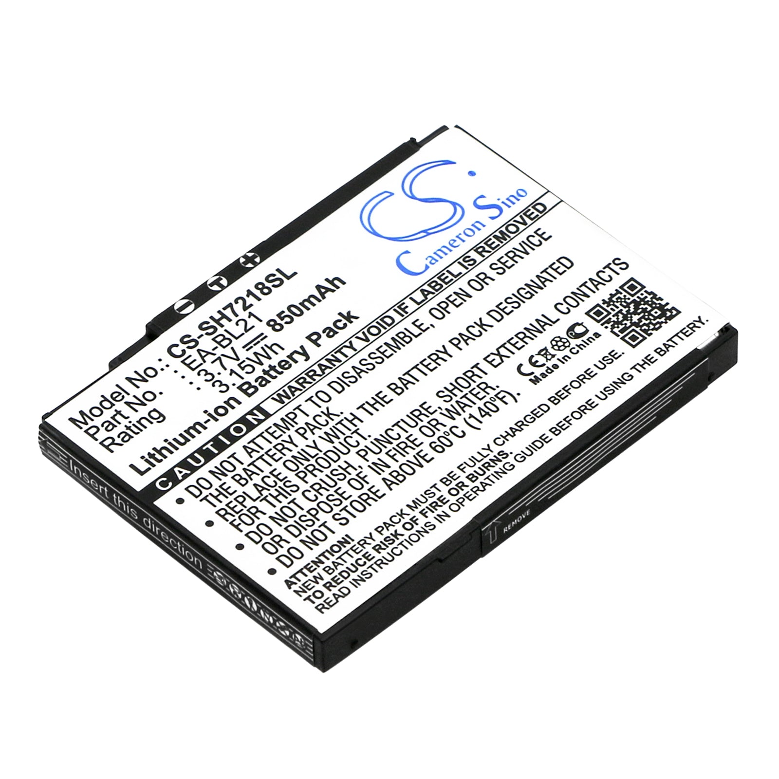 Replacement Battery for Sharp SH7218C – Mobile, SmartPhone – 850mAh / 3.7V - image 1