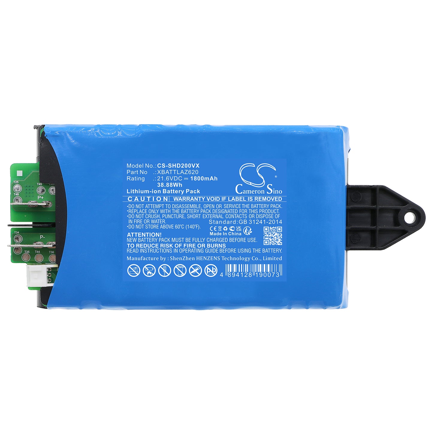 Replacement Battery for Shark  AW201, HydroVac Cordless Pro XL, Matrix Plus 2-in-1 Robot Vacuu, WD200, WD200C, WD201, WD201C, WD201QAQ, WD201QGY, WD2KT1, WD2UPG1 Vacuum – 1800mAh / 38.88Wh
