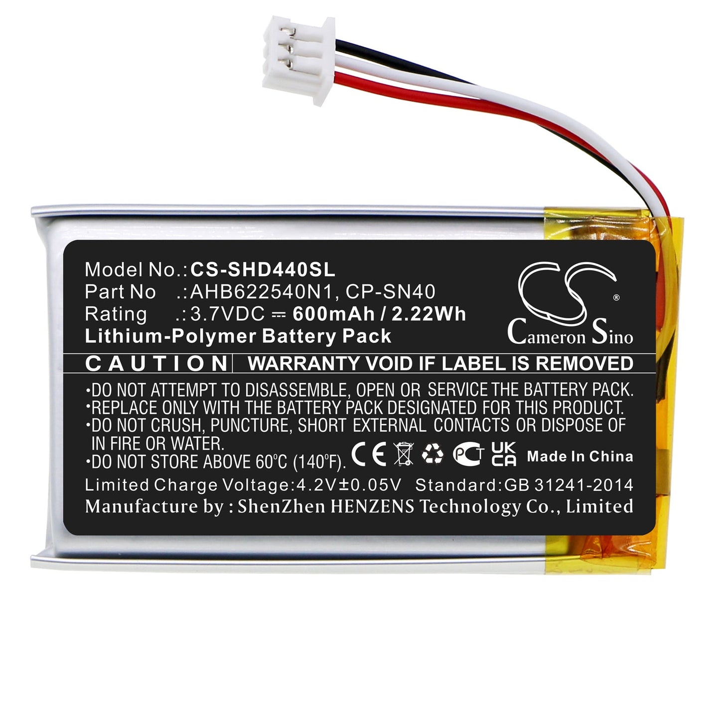 Replacement Battery for Sennheiser  HD 4.40 BT – Wireless Headset – 600mAh / 2.22Wh / 3.7V