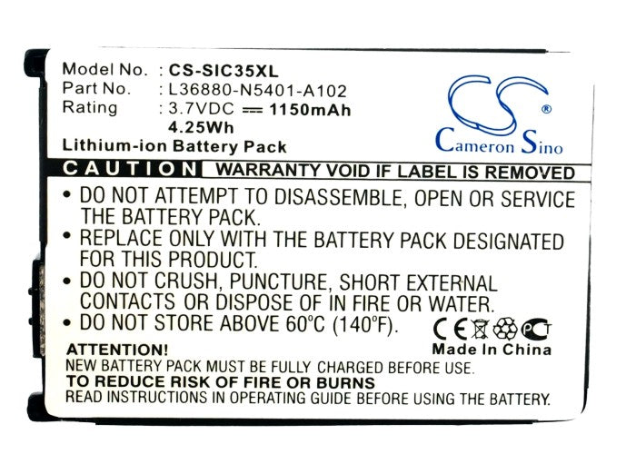 Replacement Battery for Siemens C35 – Mobile, SmartPhone – 1150mAh / 3.7V