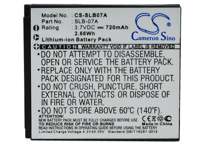 Replacement Battery for Samsung  ST50 – Camera – 720mAh / 2.66Wh / 3.7V