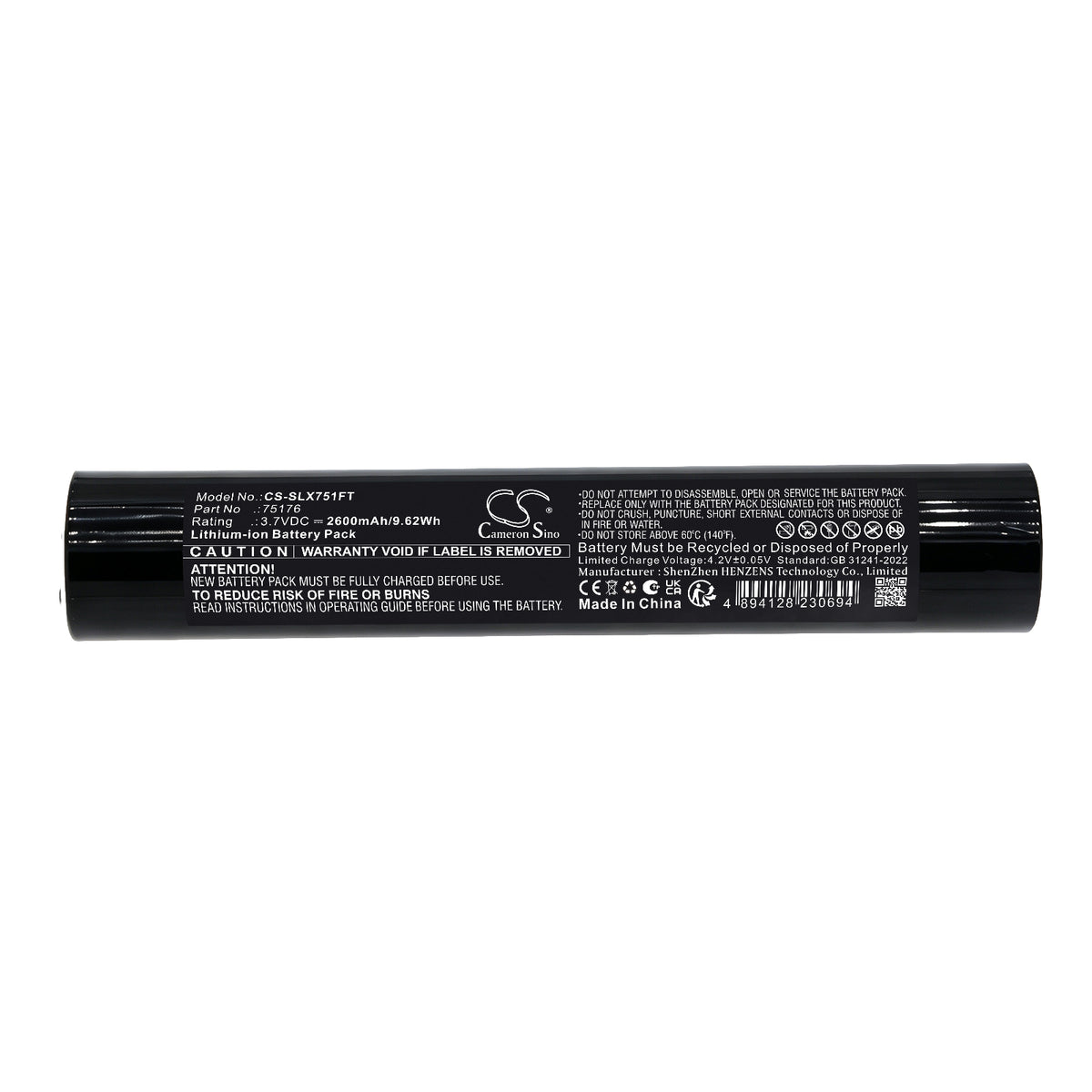 Replacement Battery for Streamlight Stinger LED – Flashlight – 2600mAh / 3.7V