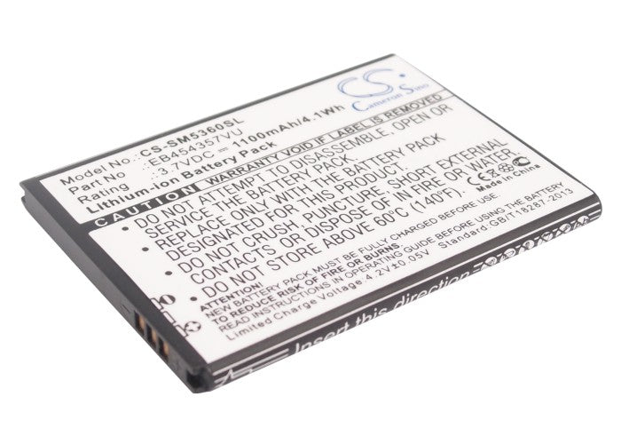 Replacement Battery for Samsung GT-S5360 – Mobile, SmartPhone – 1100mAh / 3.7V - image 1