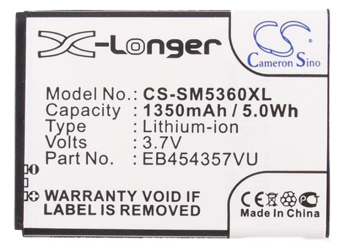 Replacement Battery for Samsung  Galaxy Chat – Mobile, SmartPhone – 1350mAh / 5.00Wh / 3.7V