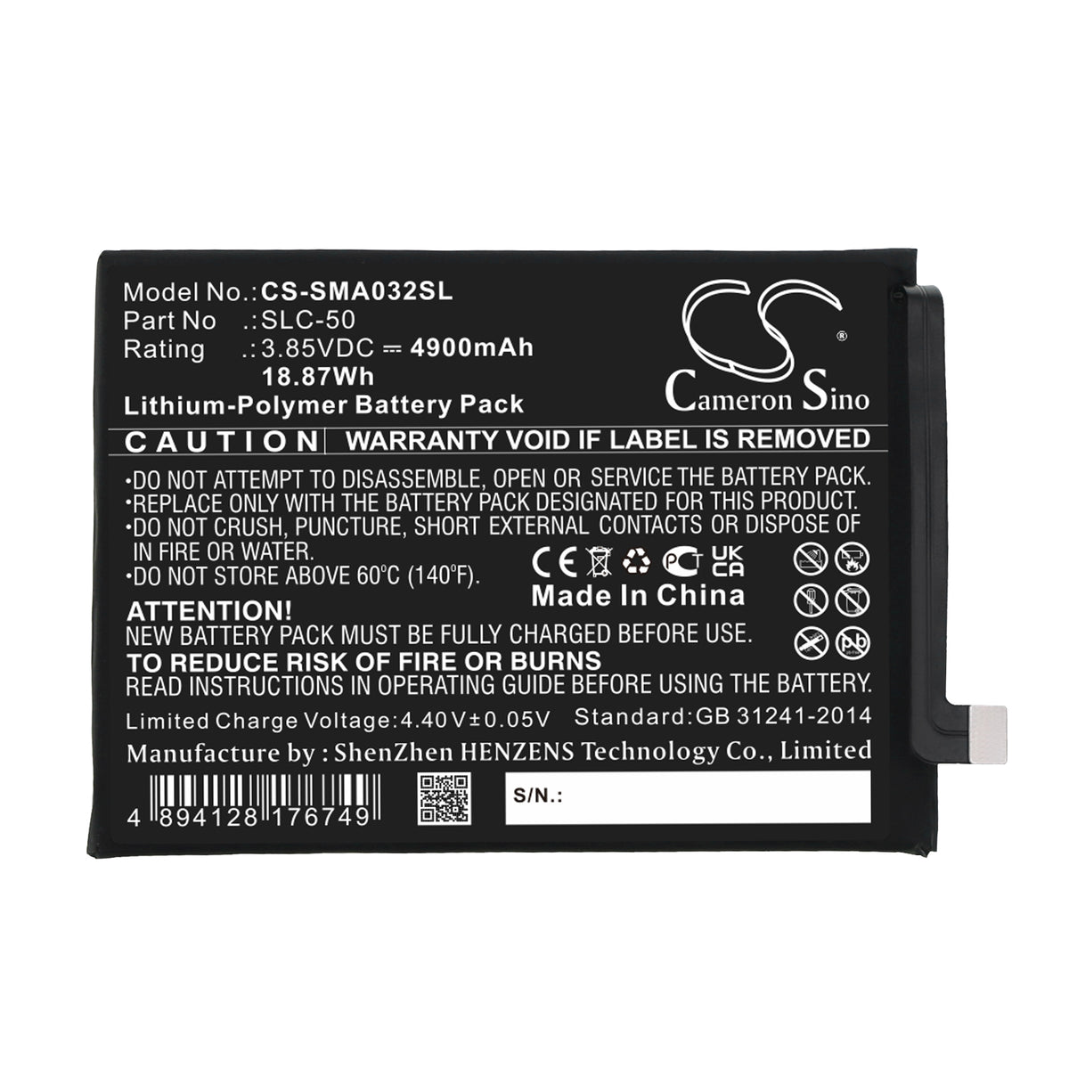 Replacement Battery for Samsung Galaxy A03 Core – Mobile, SmartPhone – 4900mAh / 3.85V