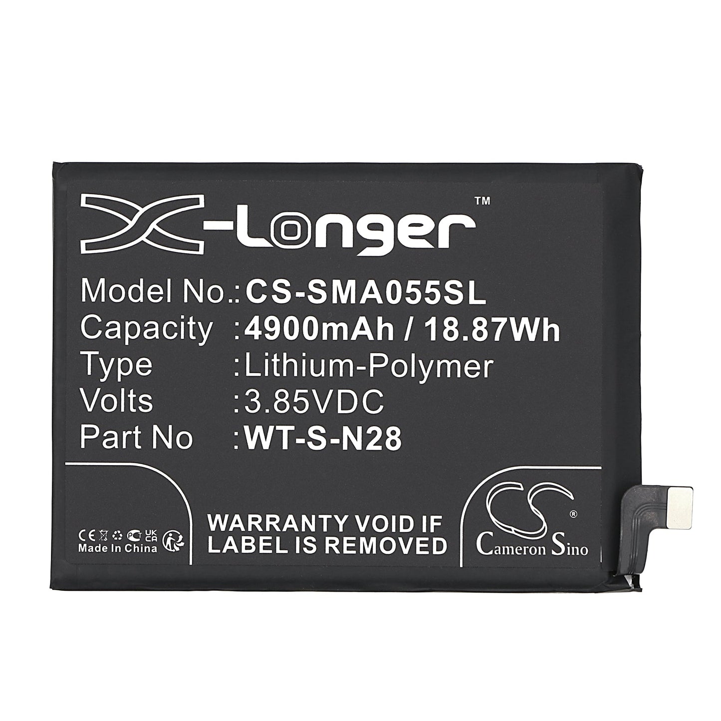 Replacement Battery for Samsung  Galaxy A05 2023 – Mobile, SmartPhone – 4900mAh / 18.87Wh / 3.85V