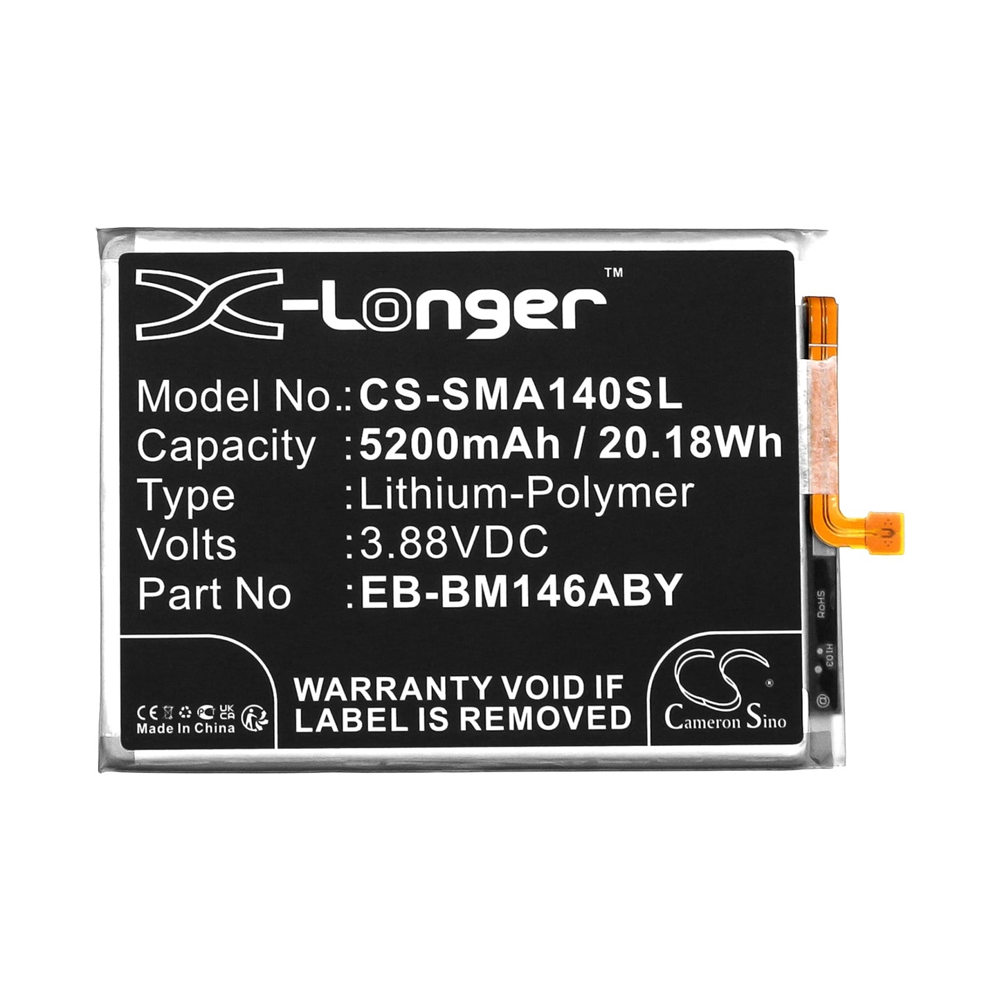 Replacement Battery for Samsung  Galaxy M14 – Mobile, SmartPhone – 5200mAh / 20.18Wh / 3.88V