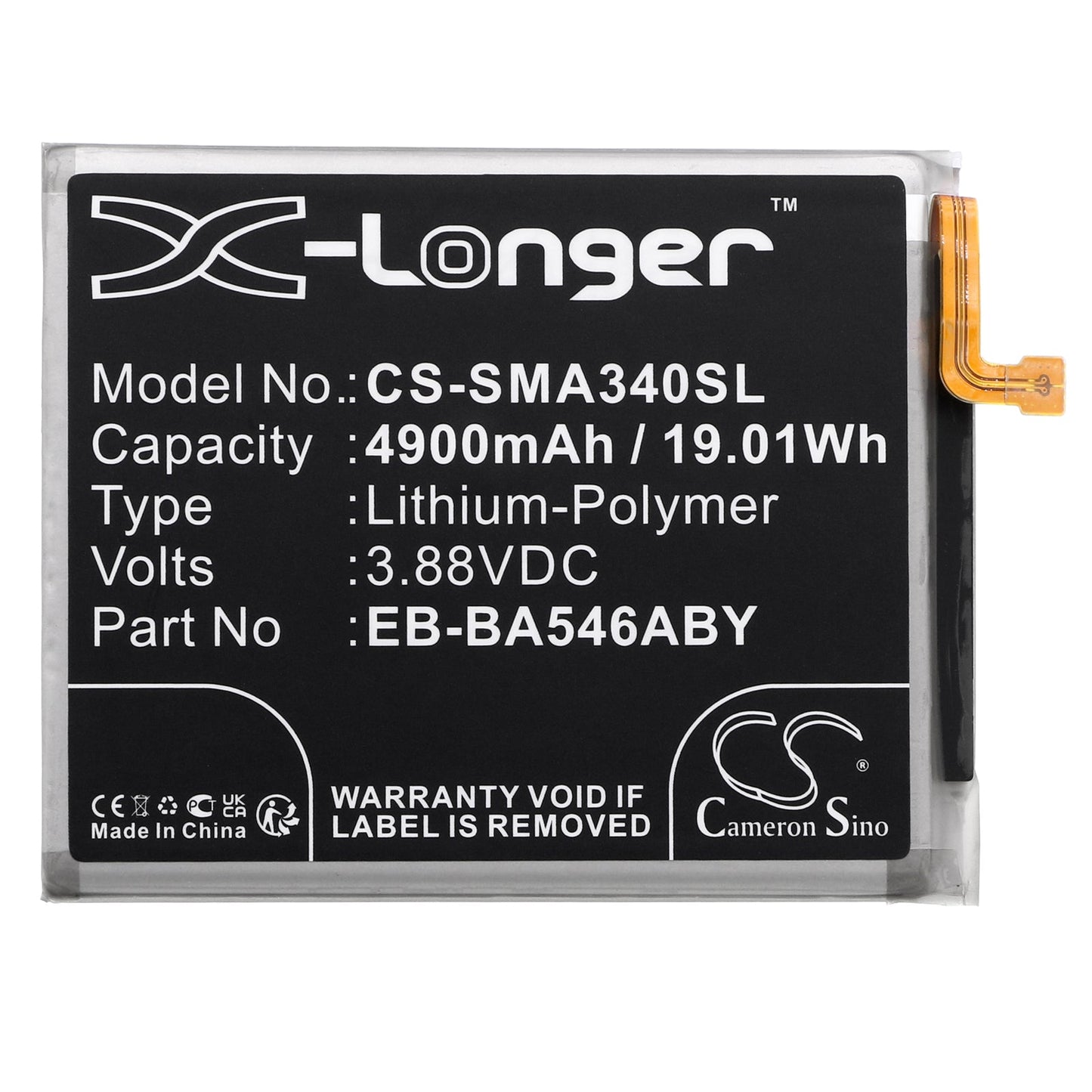 Replacement Battery for Samsung  Galaxy A34 5G – Mobile, SmartPhone – 4900mAh / 19.01Wh / 3.88V