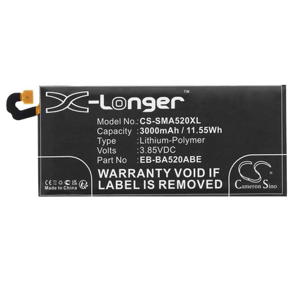 Replacement Battery for Samsung  Galaxy A5 2017 – Mobile, SmartPhone – 3000mAh / 11.55Wh / 3.85V