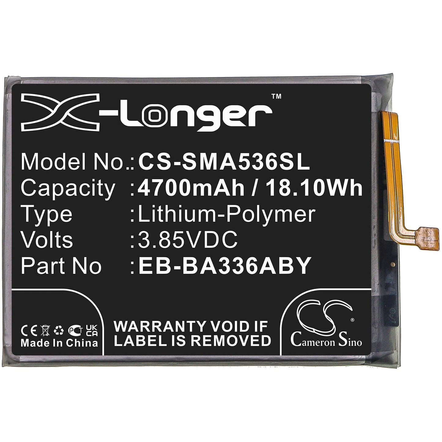 Replacement Battery for Samsung  Galaxy A33 5G – Mobile, SmartPhone – 4700mAh / 18.10Wh / 3.85V