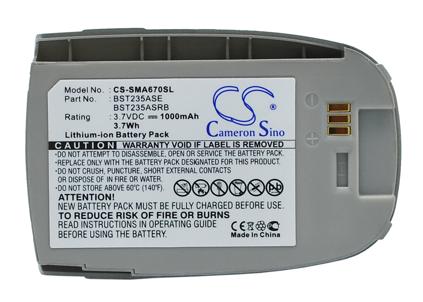 Replacement Battery for Samsung SCH-A670 – Mobile, SmartPhone – 1000mAh / 3.7V - image 1