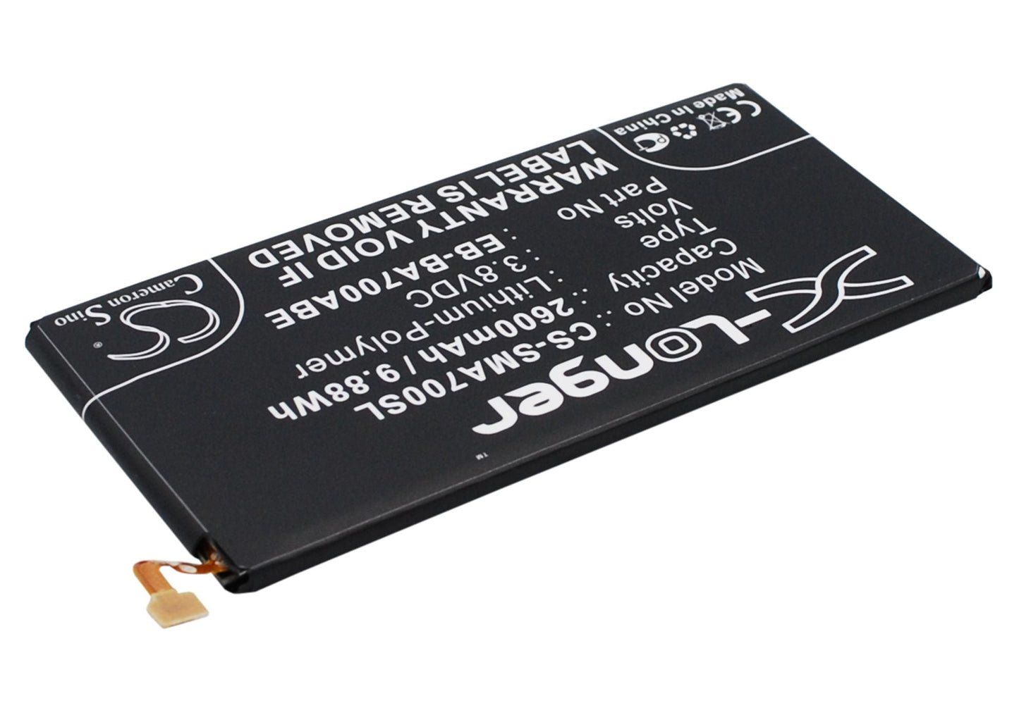 Replacement Battery for Samsung  Galaxy A7 – Mobile, SmartPhone – 2600mAh / 9.88Wh / 3.8V