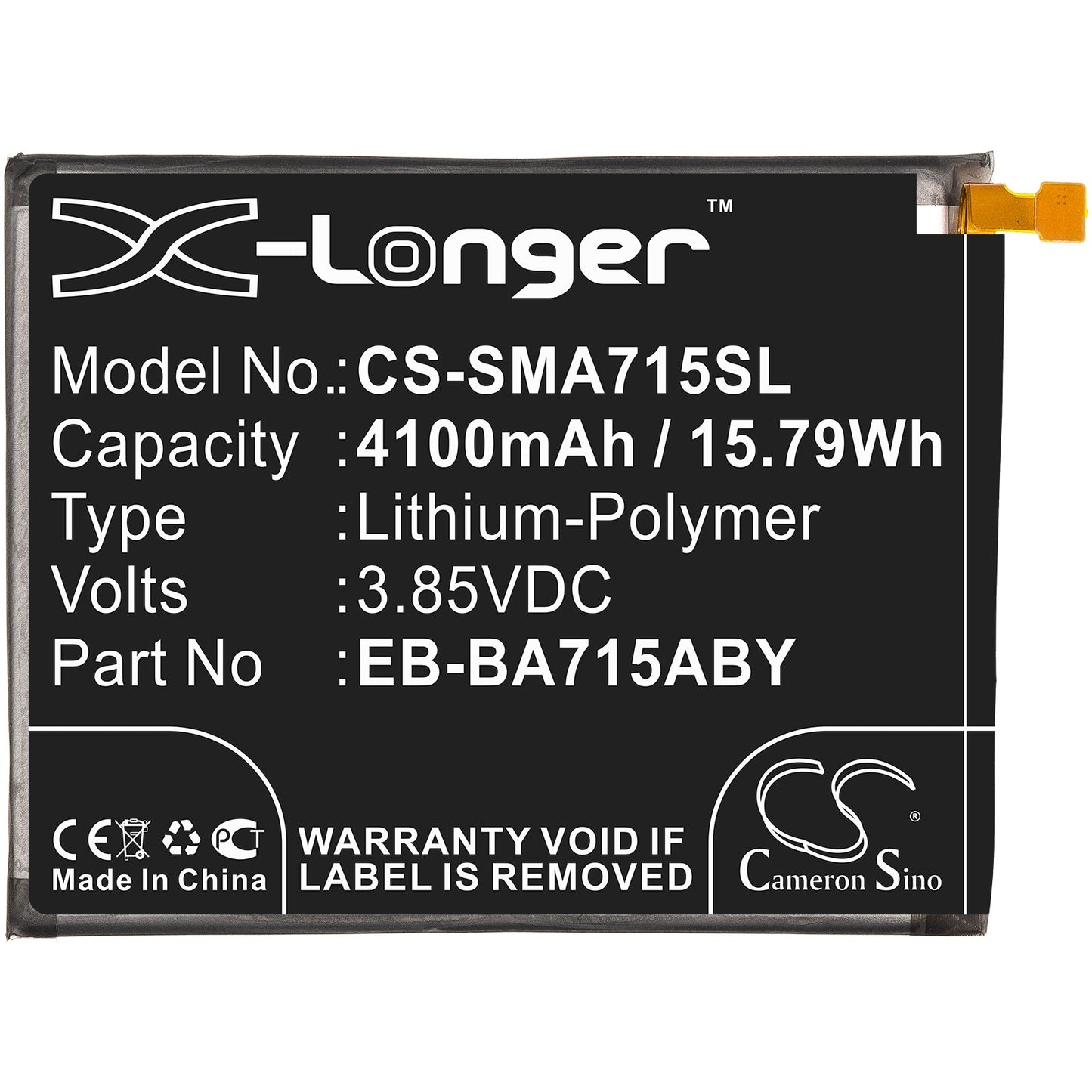 Replacement Battery for Samsung  Galaxy A71 – Mobile, SmartPhone – 4100mAh / 15.79Wh / 3.85V