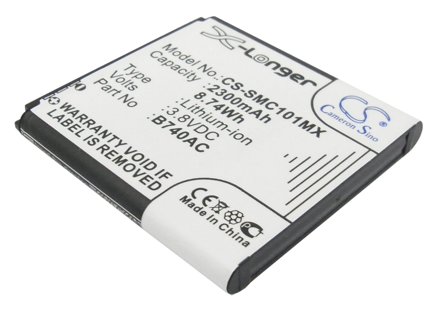 Replacement Battery for Samsung  Galaxy K – Camera – 2300mAh / 8.74Wh / 3.8V