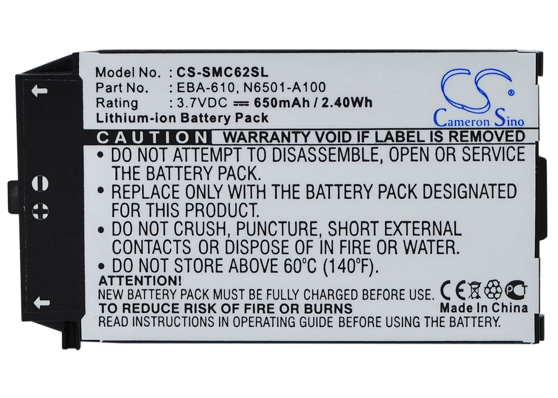 Replacement Battery for Siemens C62 – Mobile, SmartPhone – 650mAh / 3.7V - image 5