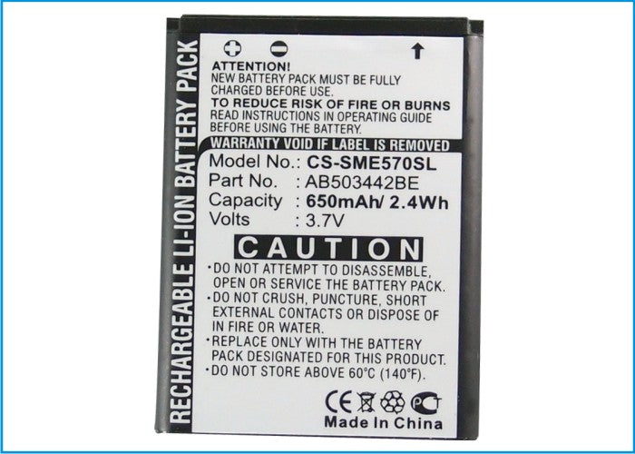 Replacement Battery for Samsung SGH-E570 – Mobile, SmartPhone – 650mAh / 3.7V - image 5