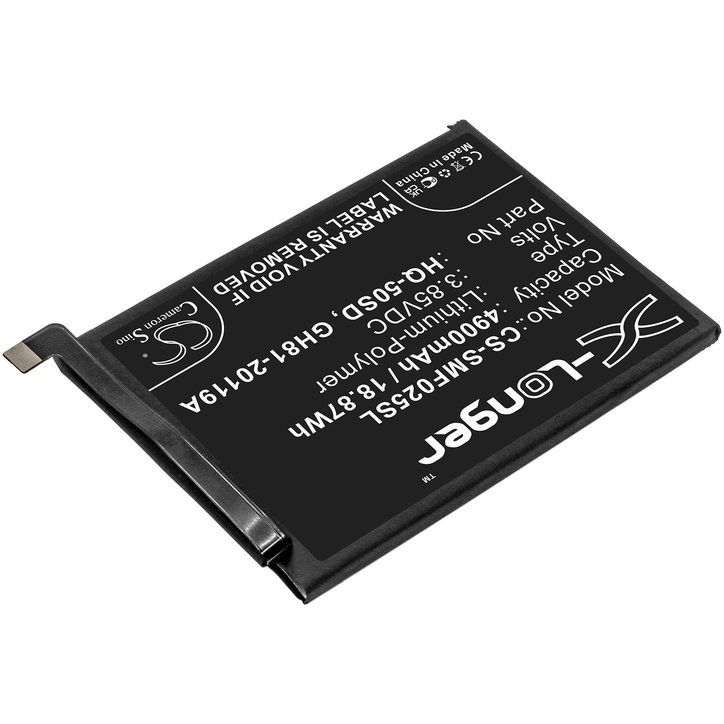 Replacement Battery for Samsung  Galaxy A02s – Mobile, SmartPhone – 4900mAh / 18.87Wh / 3.85V