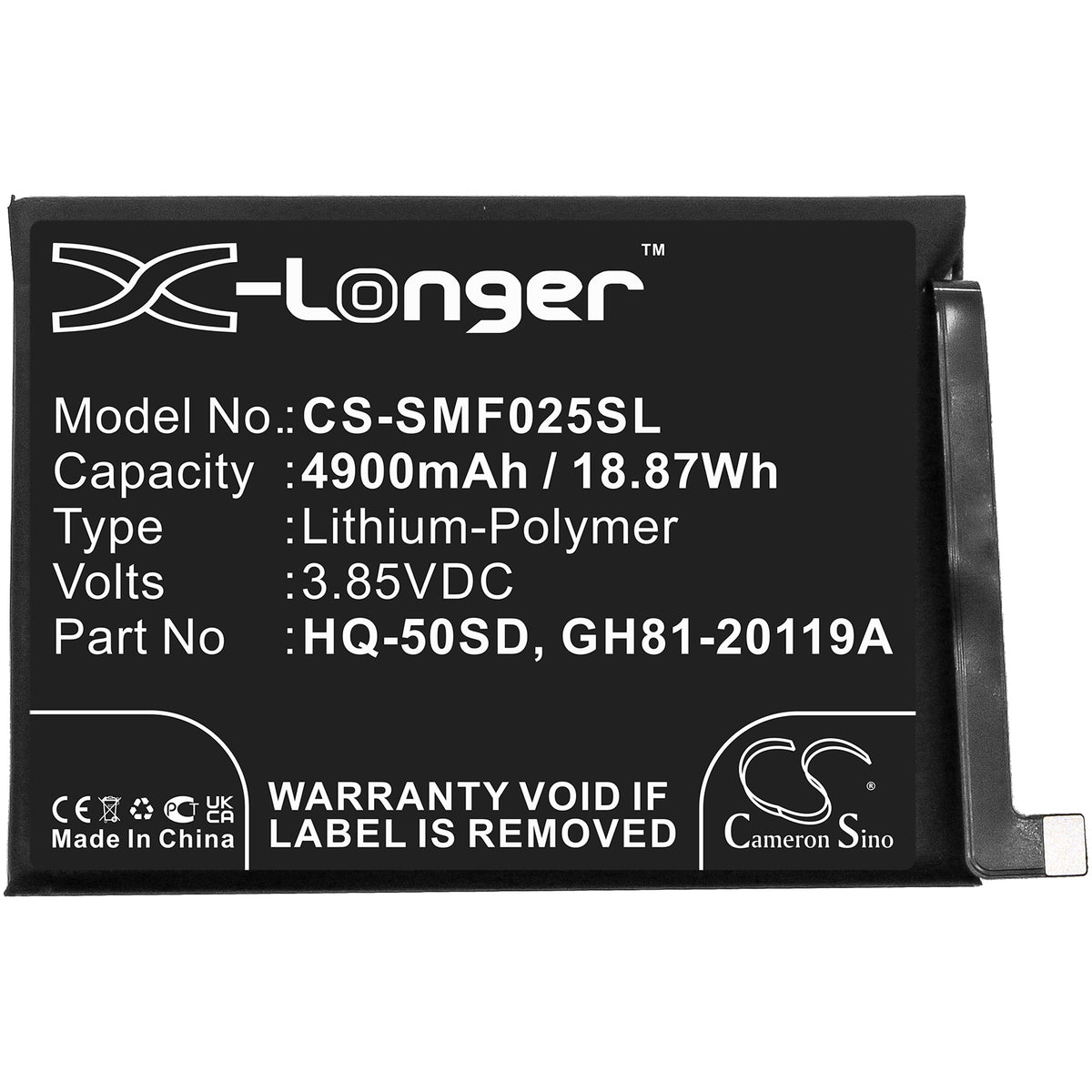 Replacement Battery for Samsung Galaxy A02s – Mobile, SmartPhone – 4900mAh / 3.85V