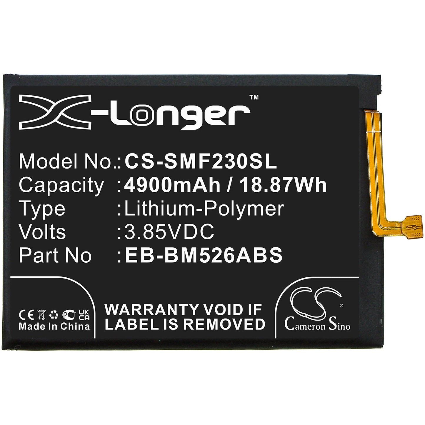 Replacement Battery for Samsung  Galaxy A23 4G – Mobile, SmartPhone – 4900mAh / 18.87Wh / 3.85V