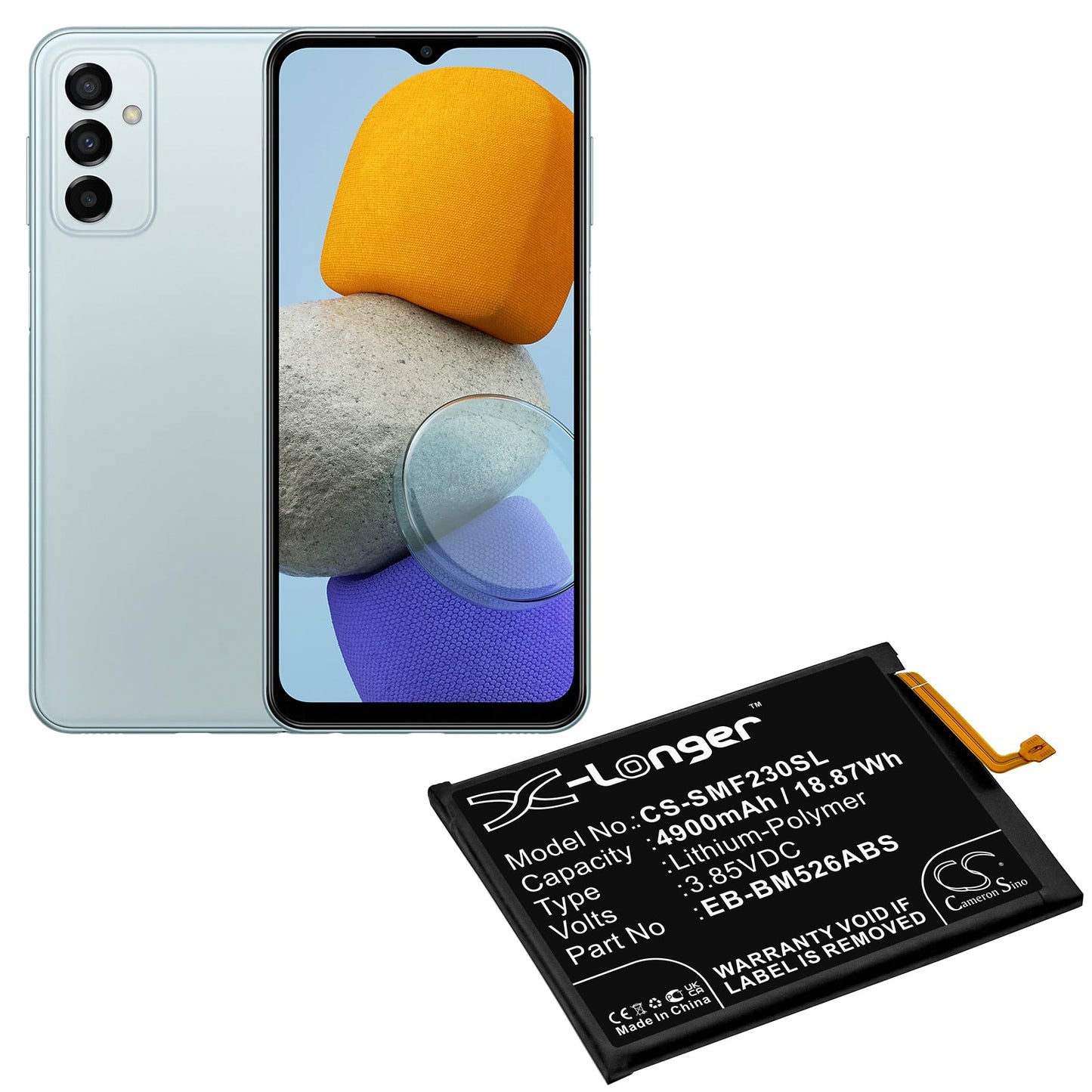 Replacement Battery for Samsung  Galaxy A23 4G – Mobile, SmartPhone – 4900mAh / 18.87Wh / 3.85V